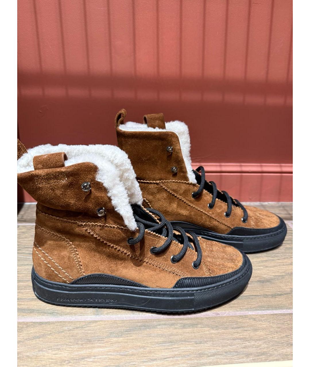 ERMANNO SCERVINO Коричневые замшевые ботинки, фото 2