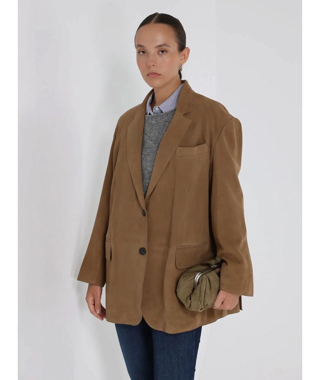 WEEKEND MAX MARA Коричневый замшевый жакет/пиджак, фото 7