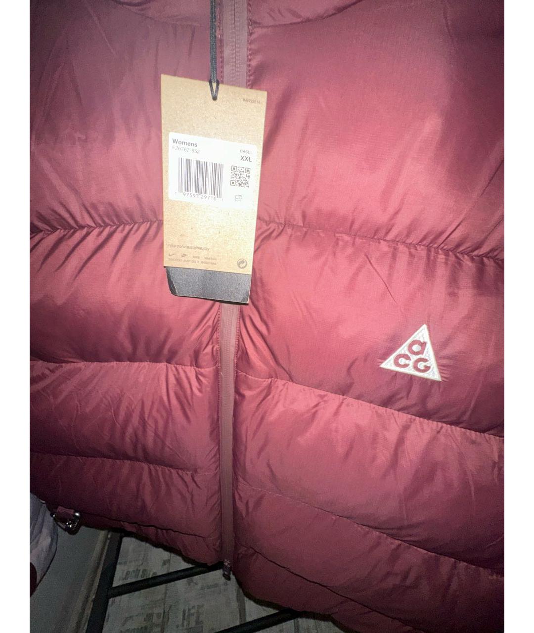 NIKE ACG Бордовый полиэстеровый пуховик, фото 3