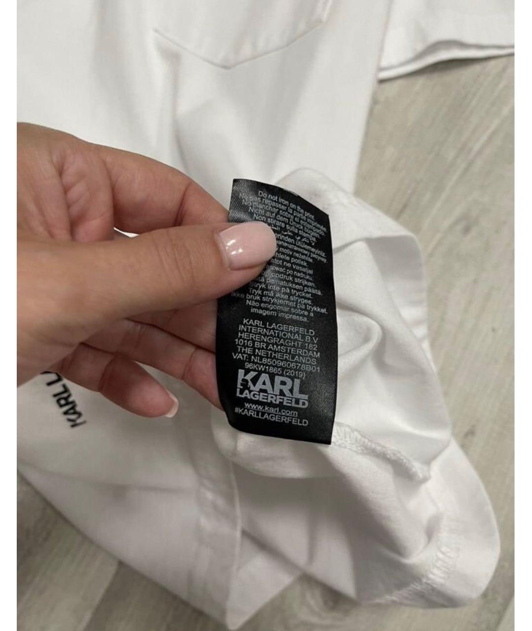 KARL LAGERFELD Белая хлопковая футболка, фото 5