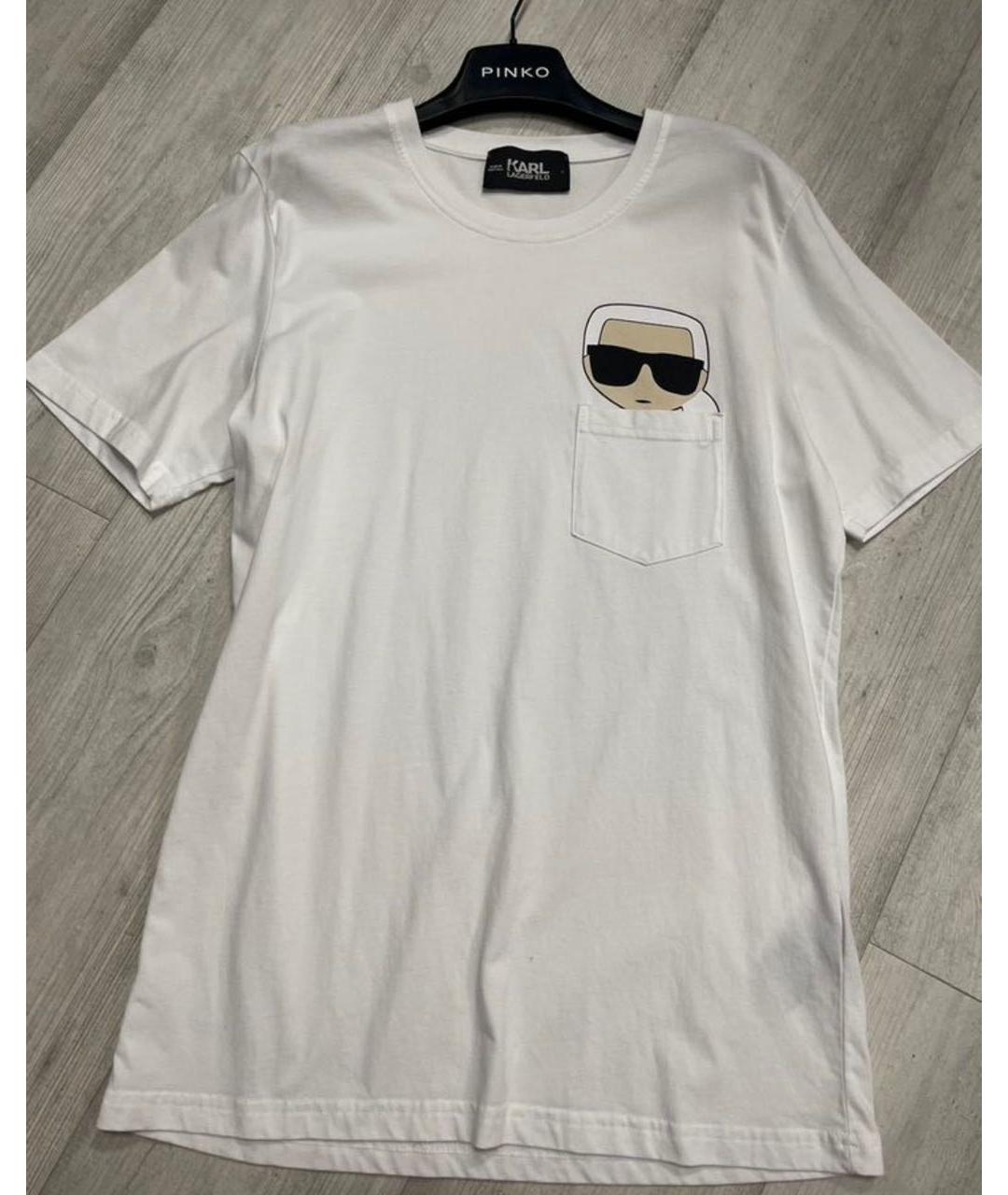 KARL LAGERFELD Белая хлопковая футболка, фото 6