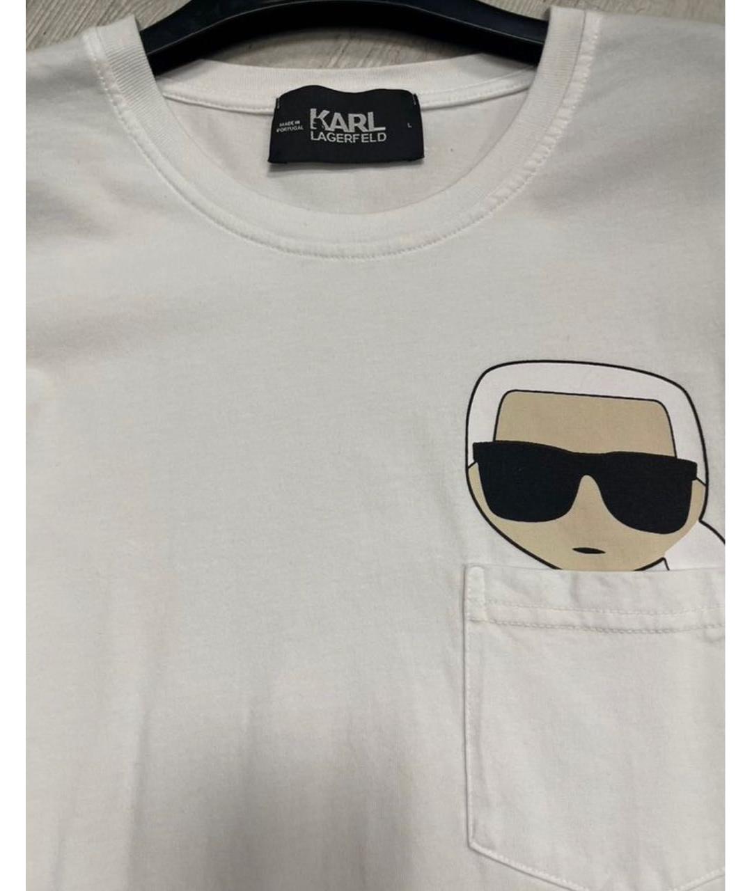 KARL LAGERFELD Белая хлопковая футболка, фото 3