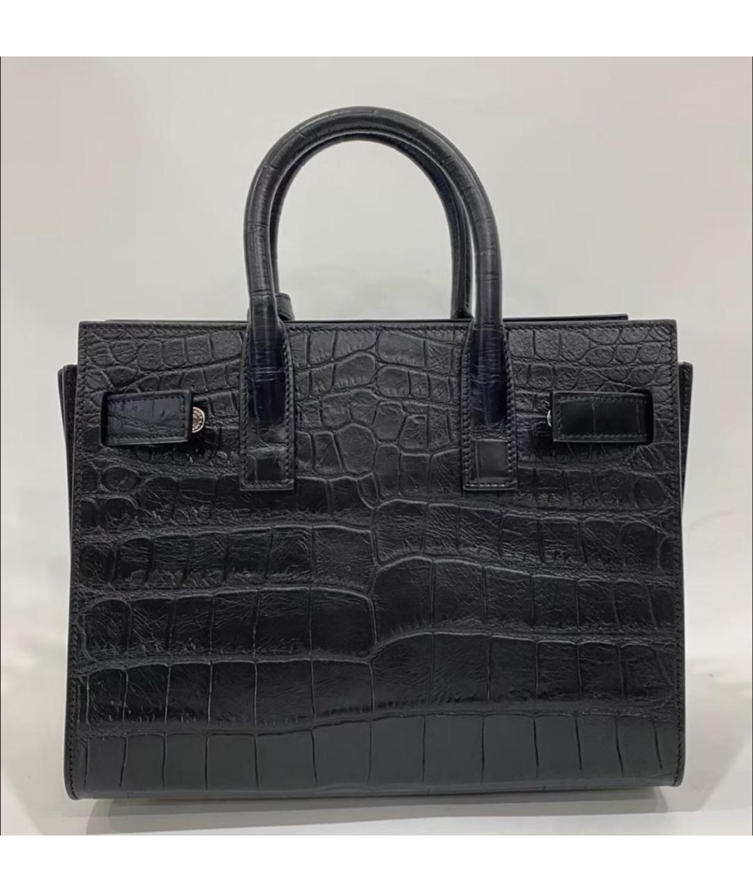 SAINT LAURENT Черная кожаная сумка с короткими ручками, фото 2