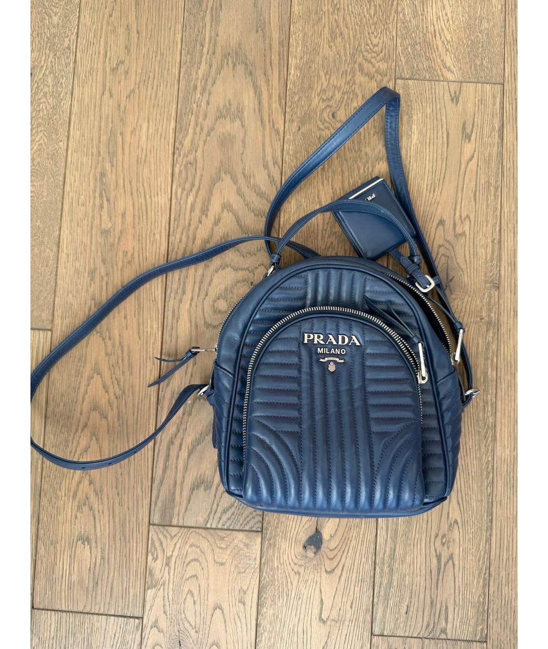 PRADA Синий кожаный рюкзак, фото 2
