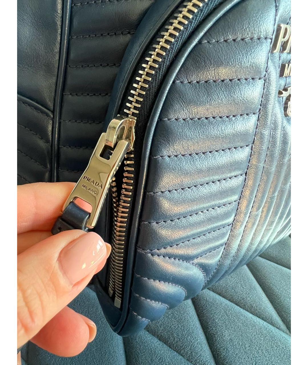 PRADA Синий кожаный рюкзак, фото 5