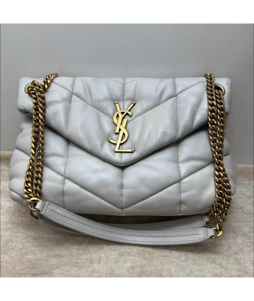 SAINT LAURENT Белая кожаная сумка через плечо, фото 4