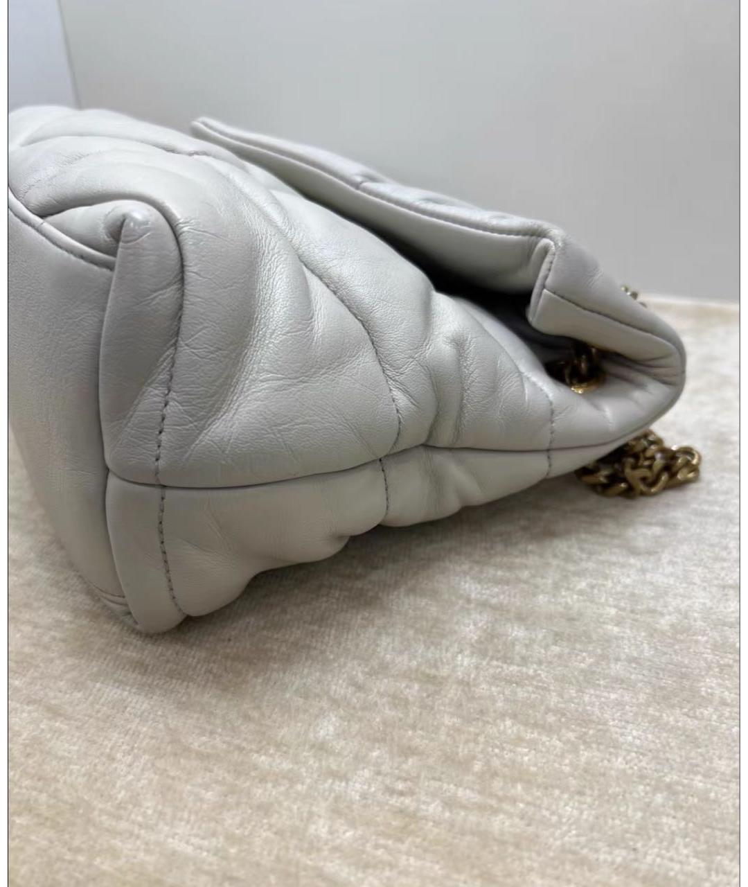 SAINT LAURENT Белая кожаная сумка через плечо, фото 3