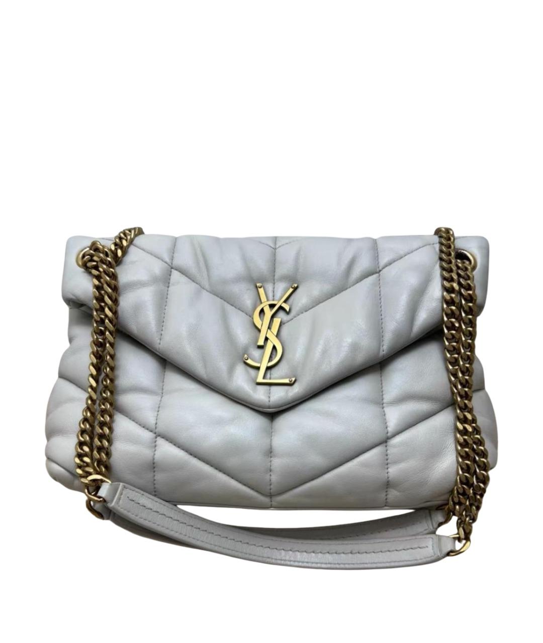 SAINT LAURENT Белая кожаная сумка через плечо, фото 1