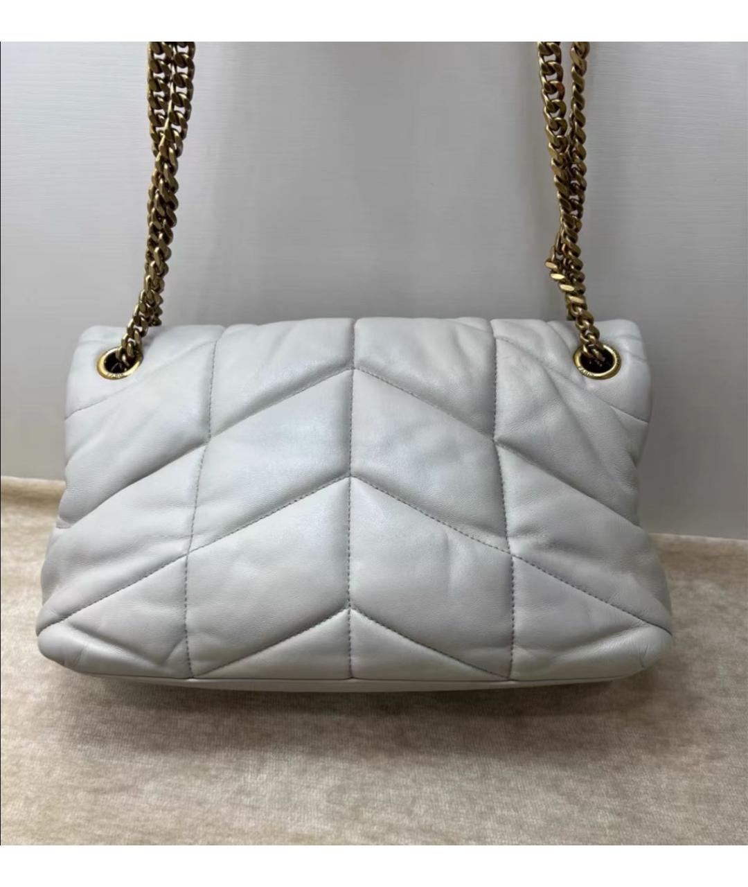 SAINT LAURENT Белая кожаная сумка через плечо, фото 2