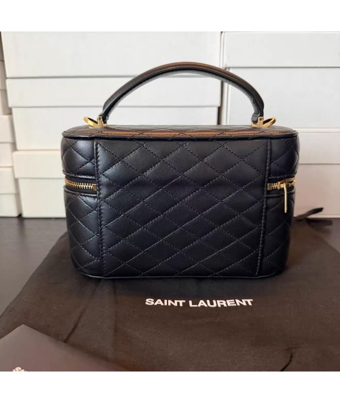 SAINT LAURENT Черная кожаная сумка через плечо, фото 3