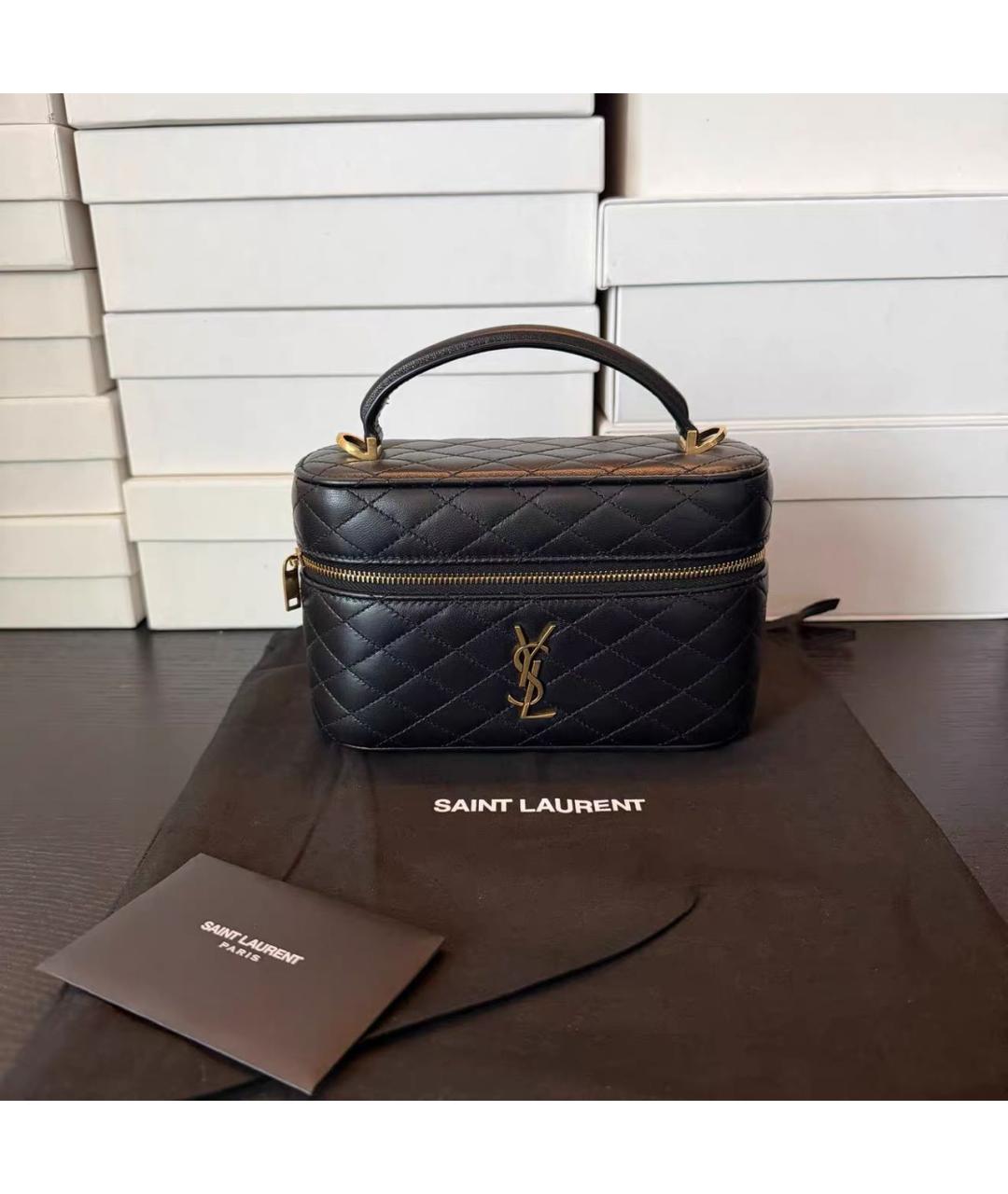 SAINT LAURENT Черная кожаная сумка через плечо, фото 6