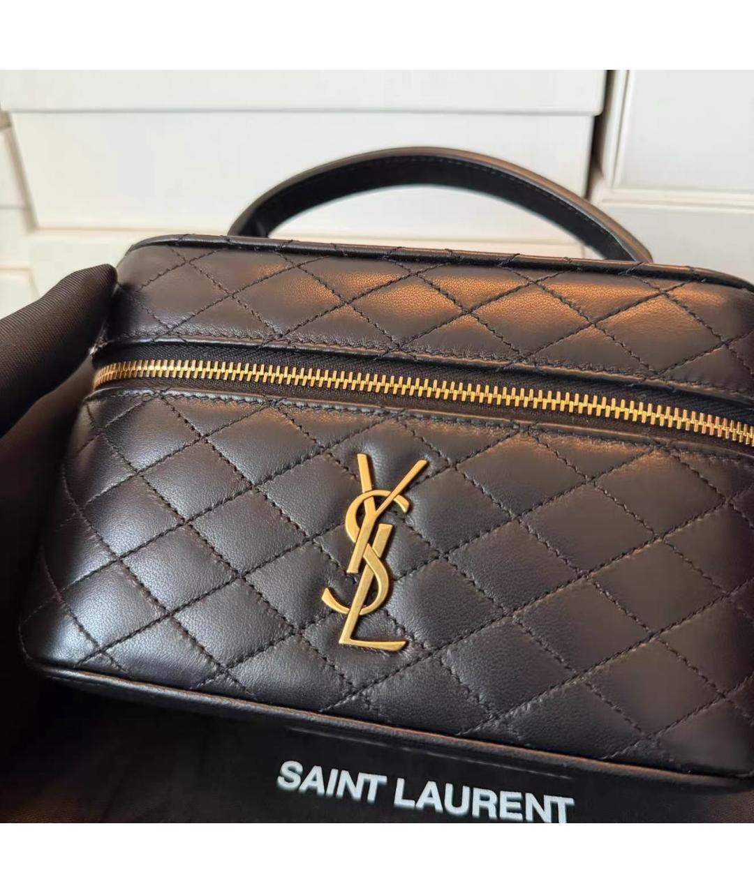 SAINT LAURENT Черная кожаная сумка через плечо, фото 5