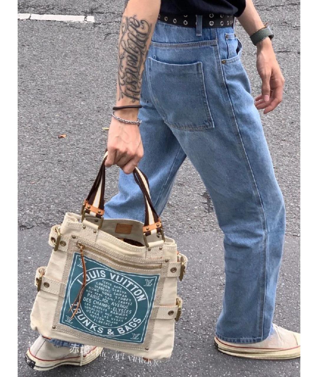 LOUIS VUITTON Бежевая тканевая сумка с короткими ручками, фото 8