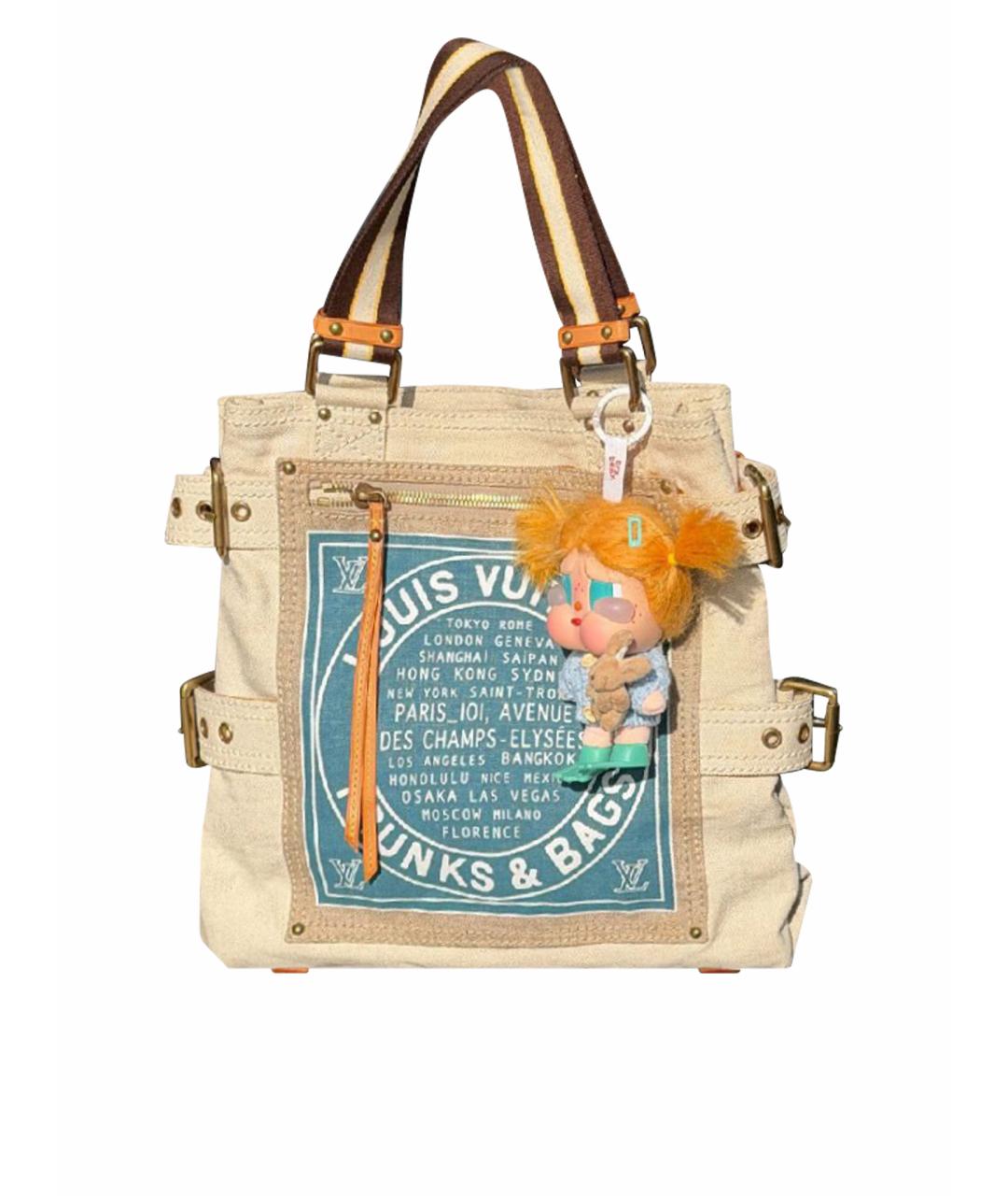 LOUIS VUITTON Бежевая тканевая сумка с короткими ручками, фото 1