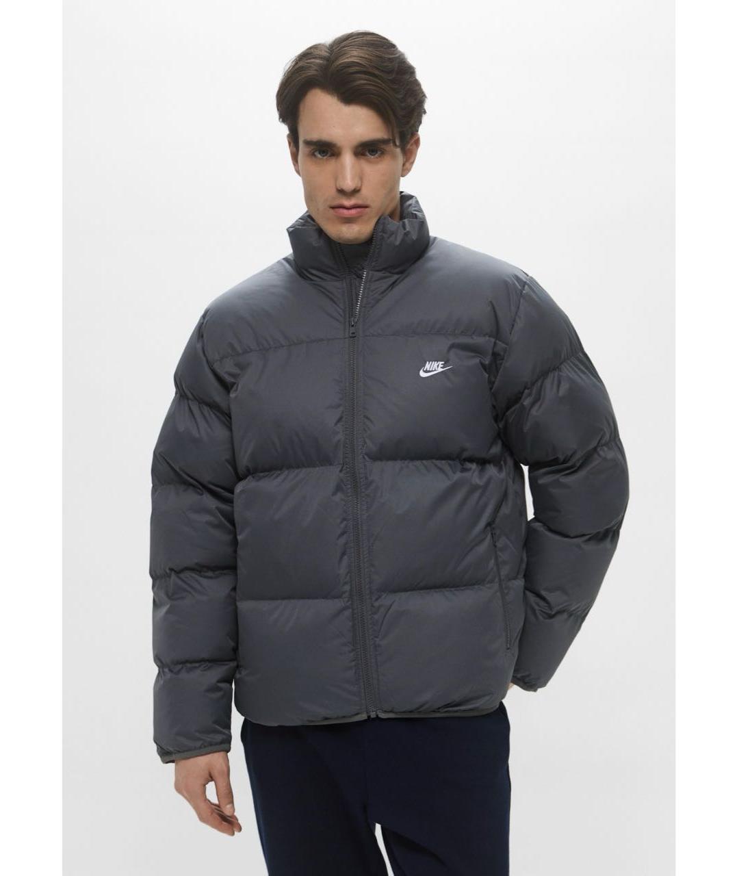 NIKE Серая синтетическая куртка, фото 5