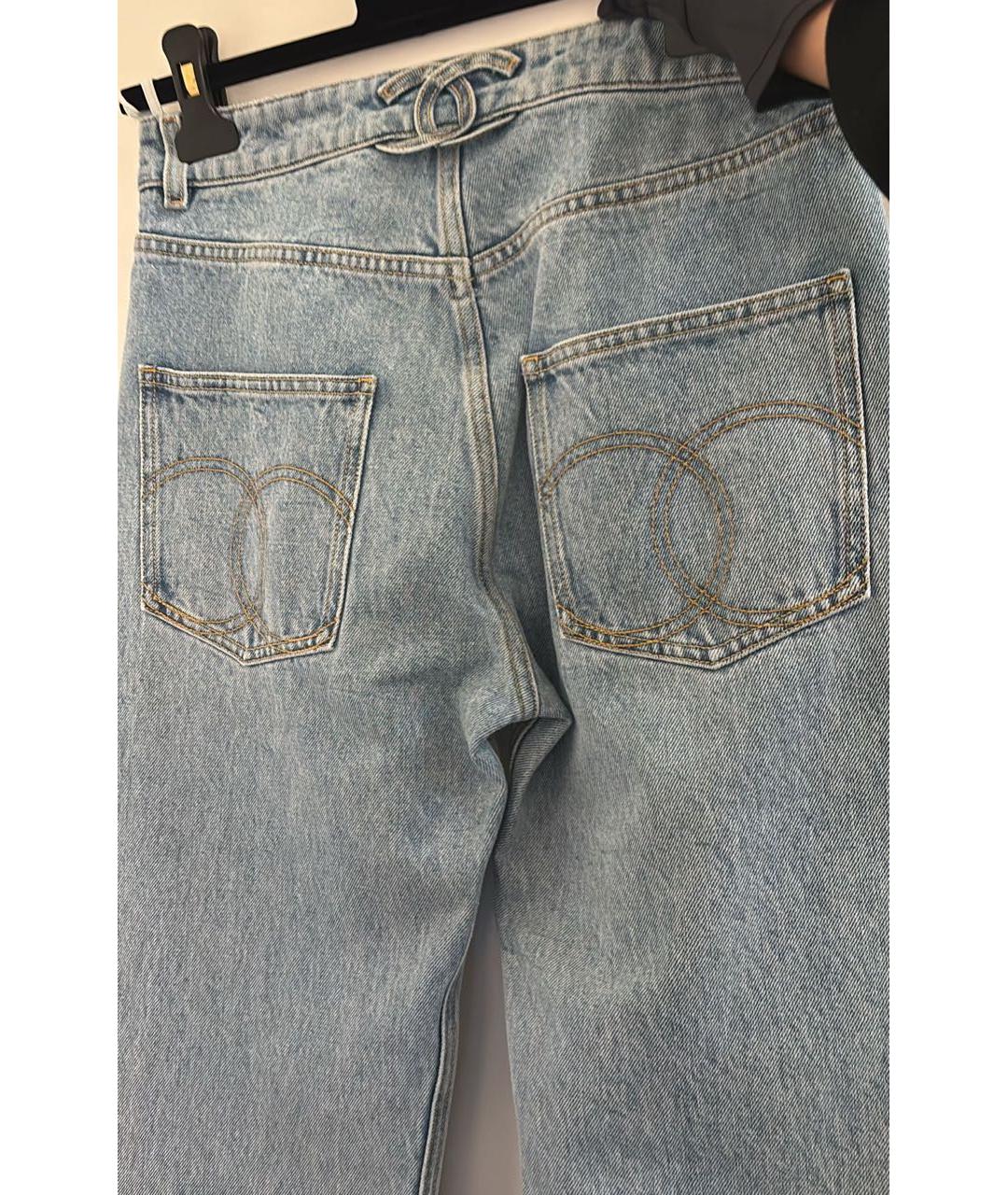 CHANEL Голубые хлопковые прямые джинсы, фото 6