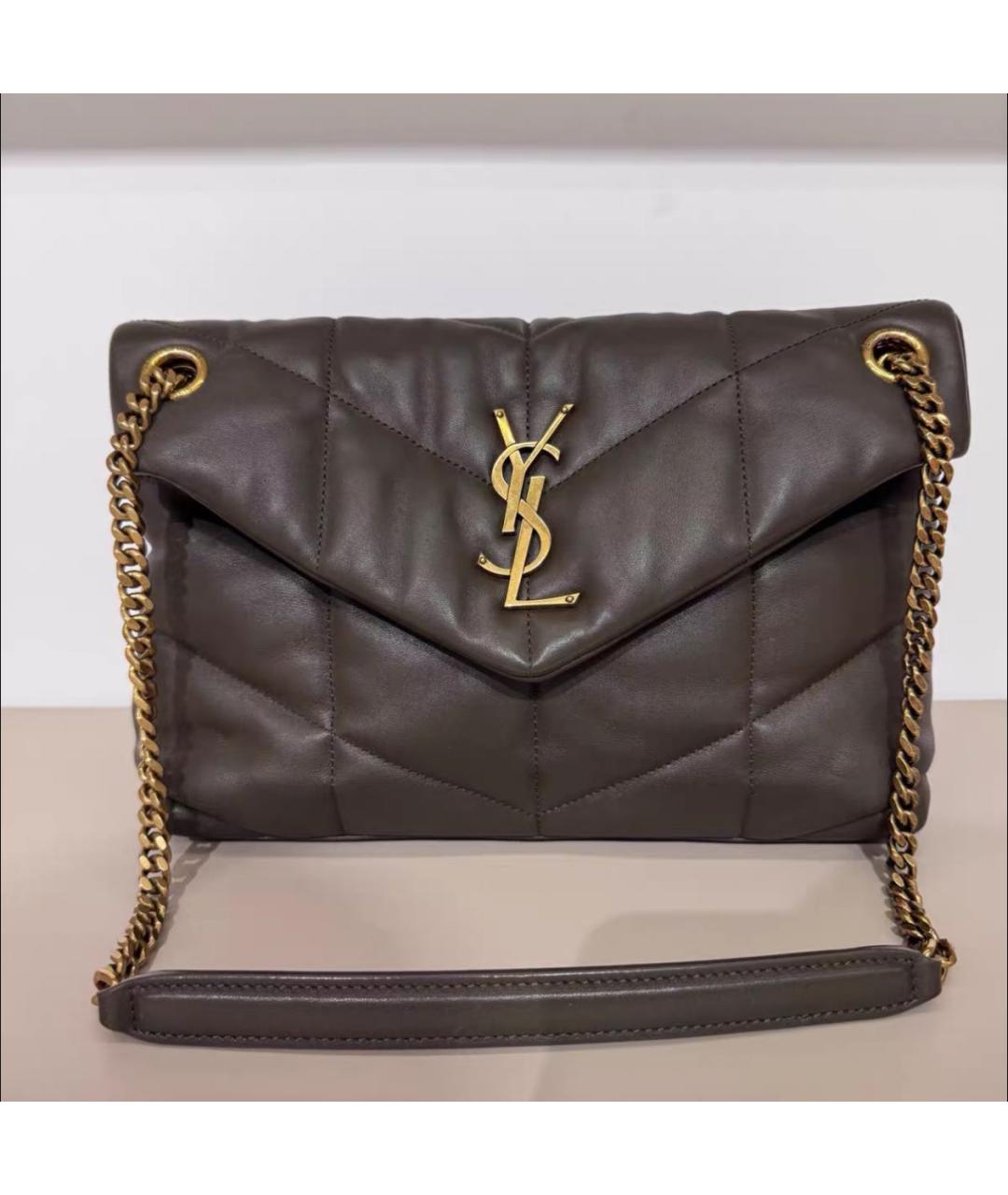 SAINT LAURENT Коричневая кожаная сумка через плечо, фото 4