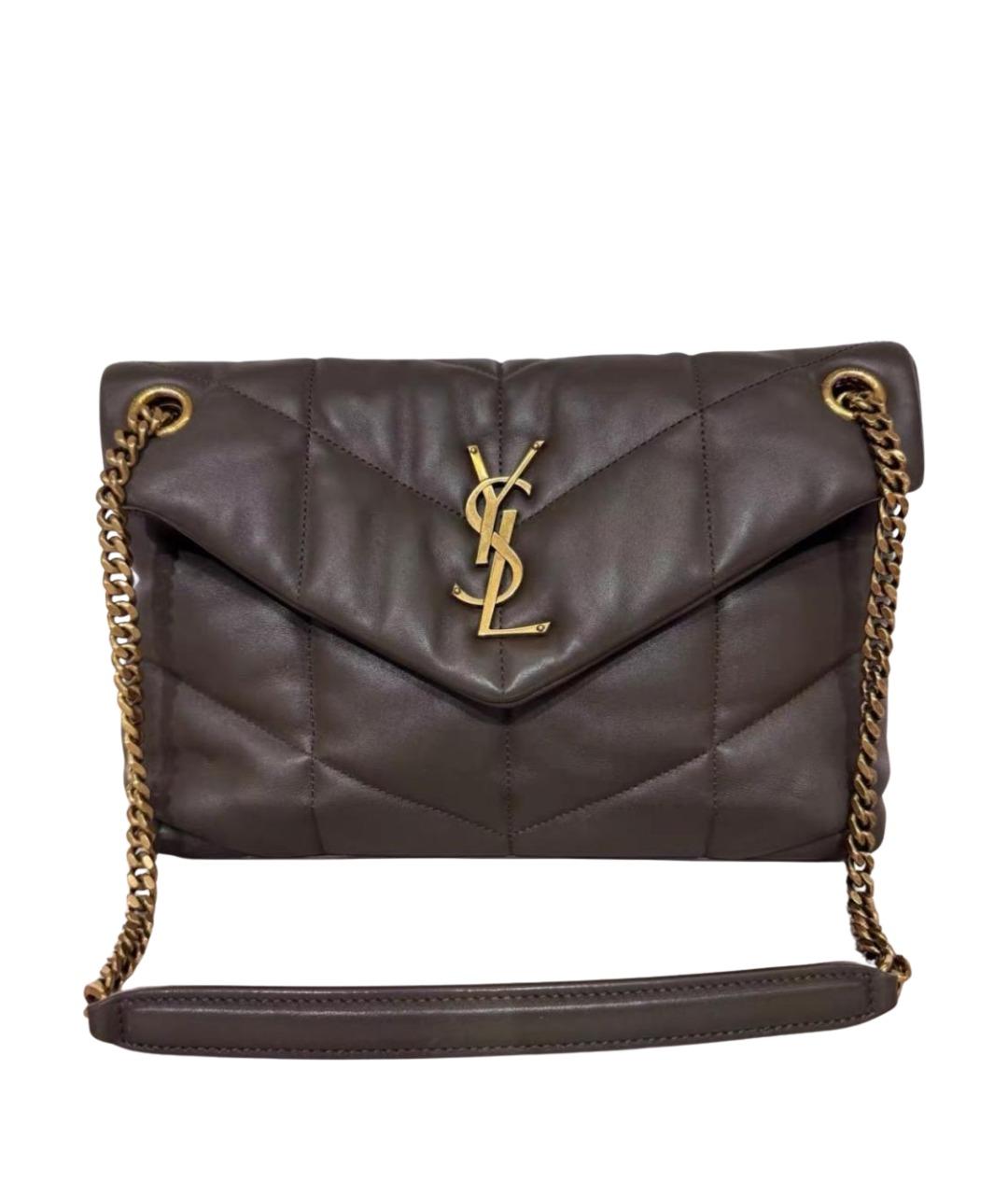 SAINT LAURENT Коричневая кожаная сумка через плечо, фото 1