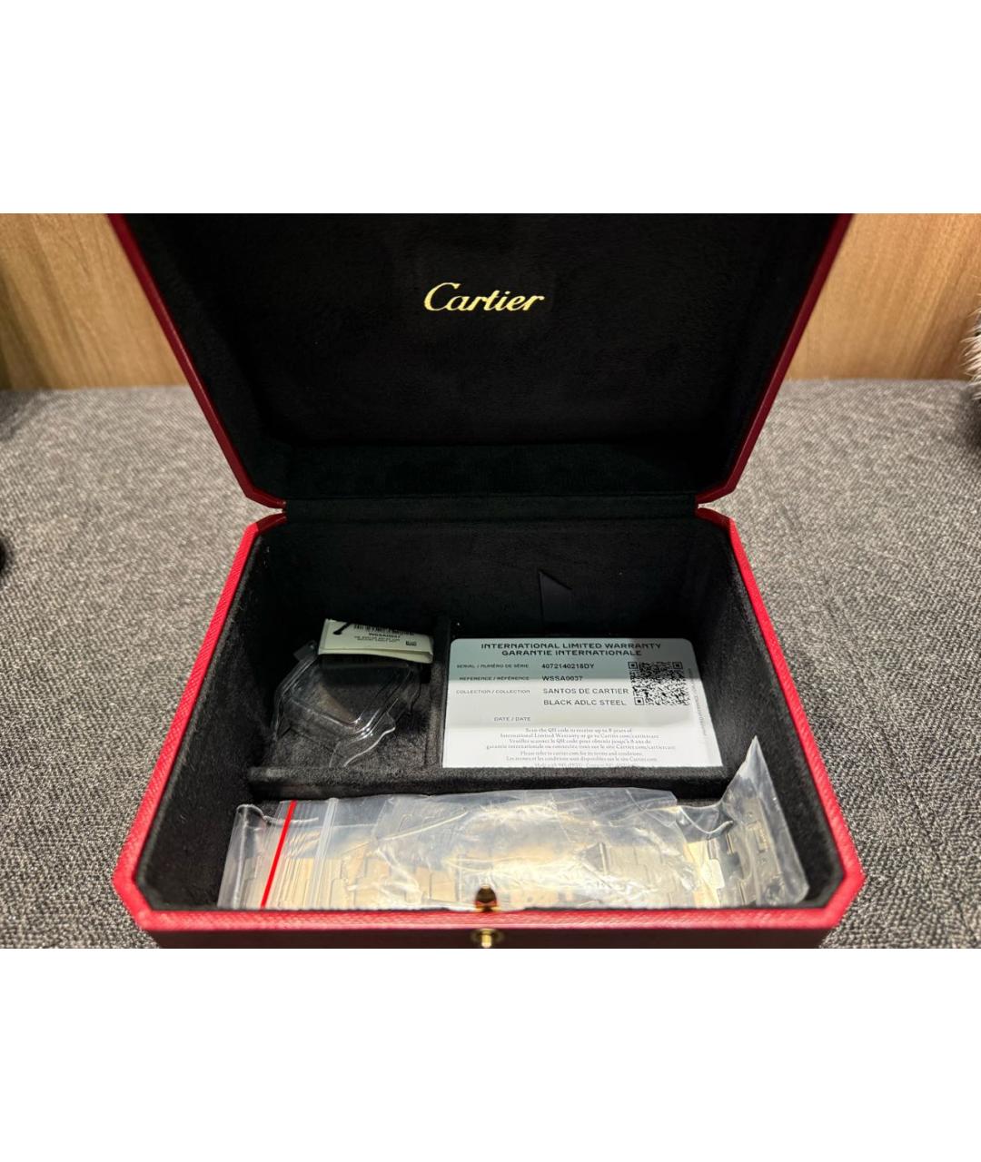 CARTIER Черные металлические часы, фото 3