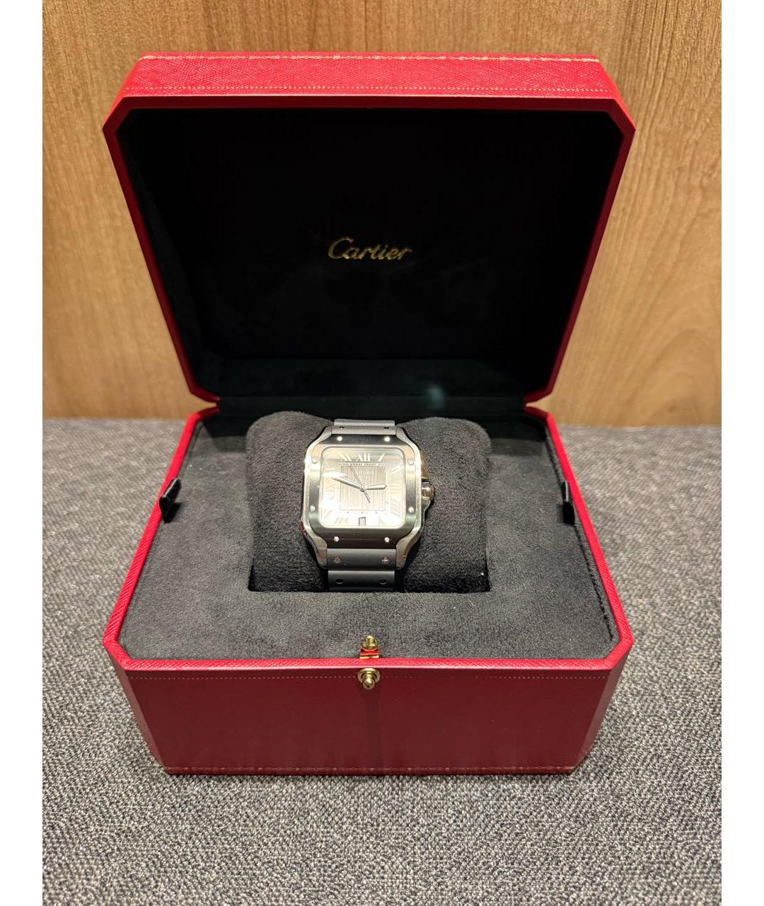 CARTIER Черные металлические часы, фото 6