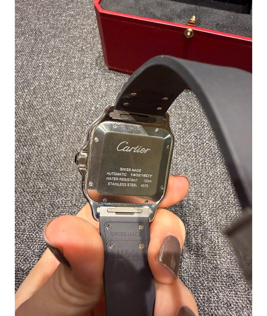 CARTIER Черные металлические часы, фото 2