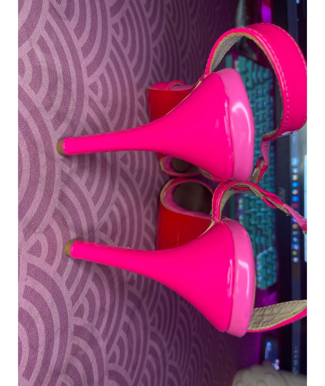 CHRISTIAN LOUBOUTIN Фуксия туфли из лакированной кожи, фото 3