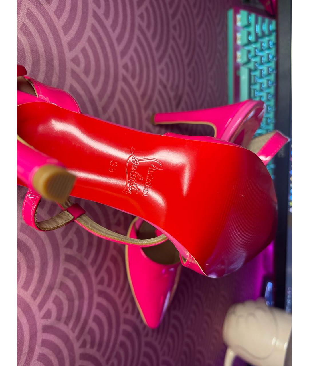 CHRISTIAN LOUBOUTIN Фуксия туфли из лакированной кожи, фото 2