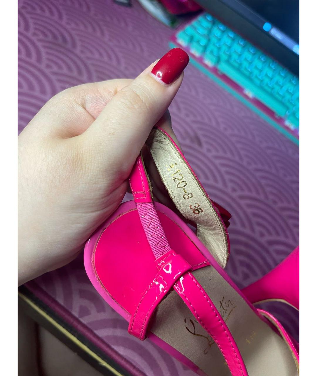 CHRISTIAN LOUBOUTIN Фуксия туфли из лакированной кожи, фото 5