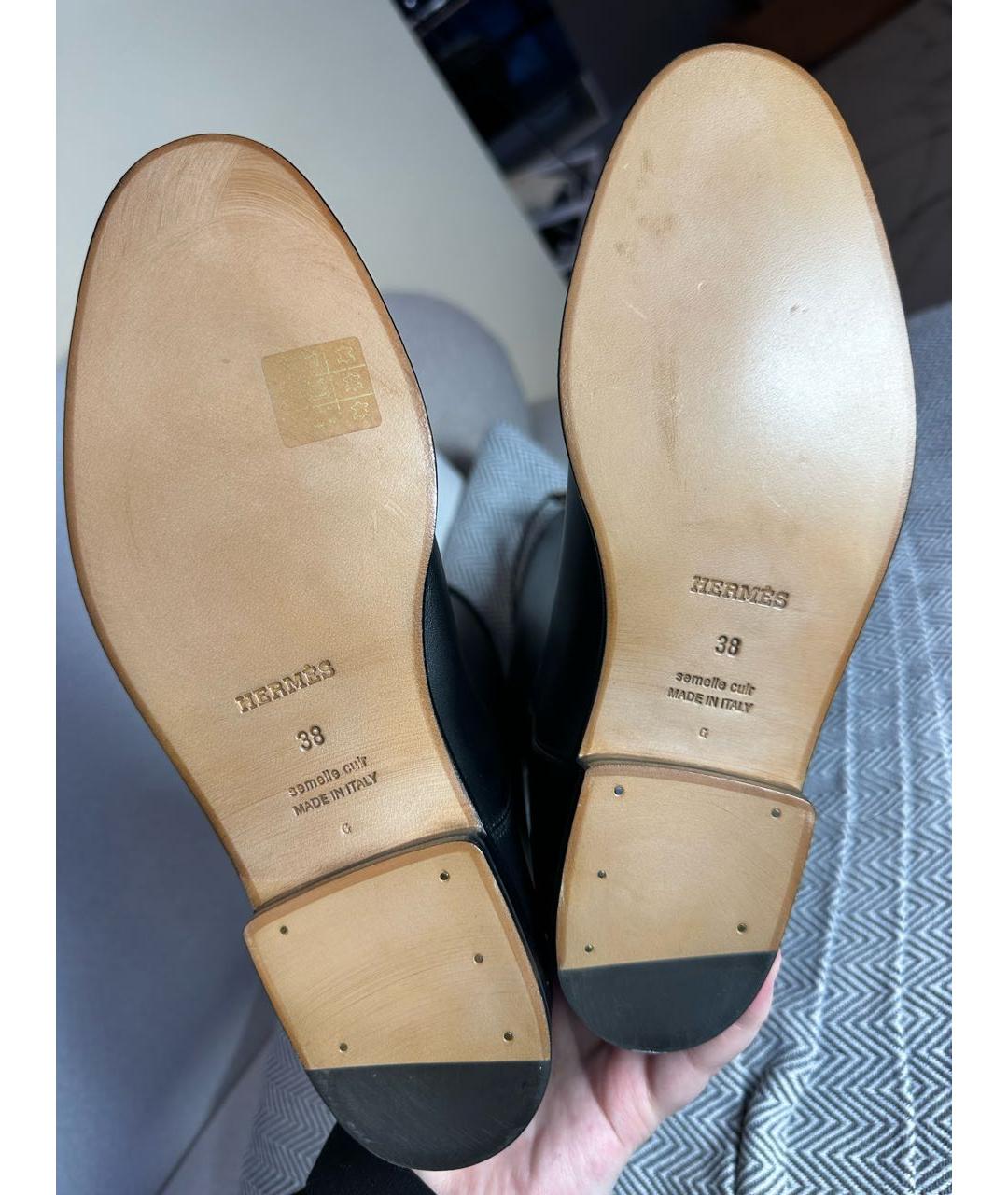 HERMES Черные кожаные сапоги, фото 4