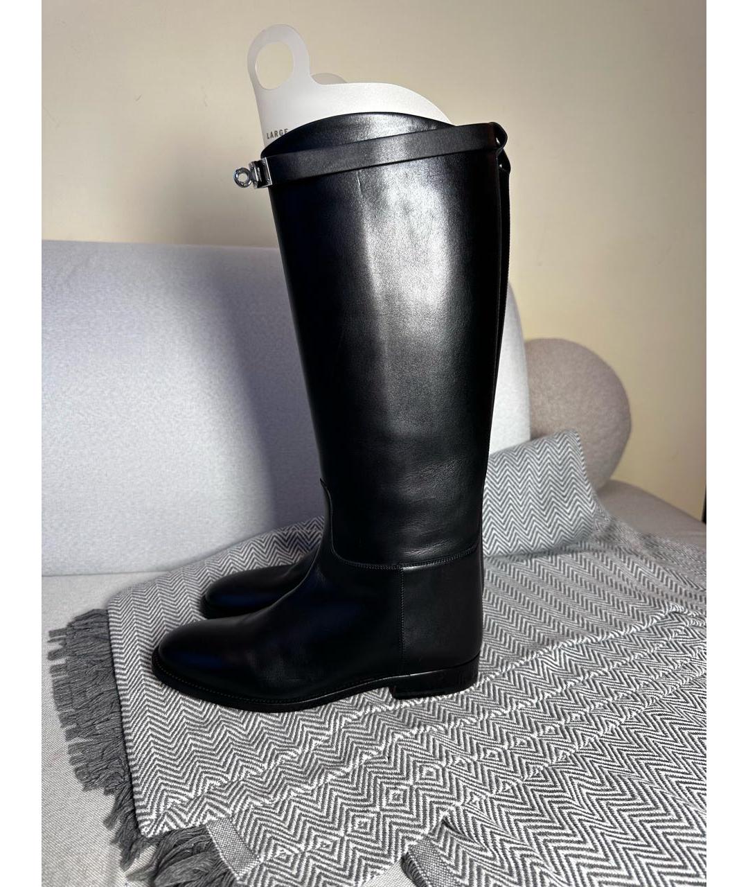 HERMES Черные кожаные сапоги, фото 5
