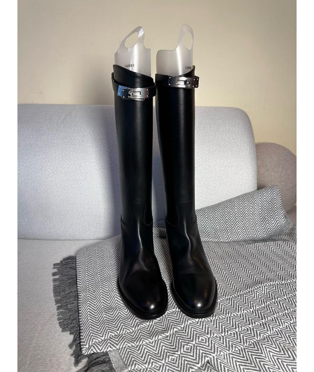 HERMES Черные кожаные сапоги, фото 2