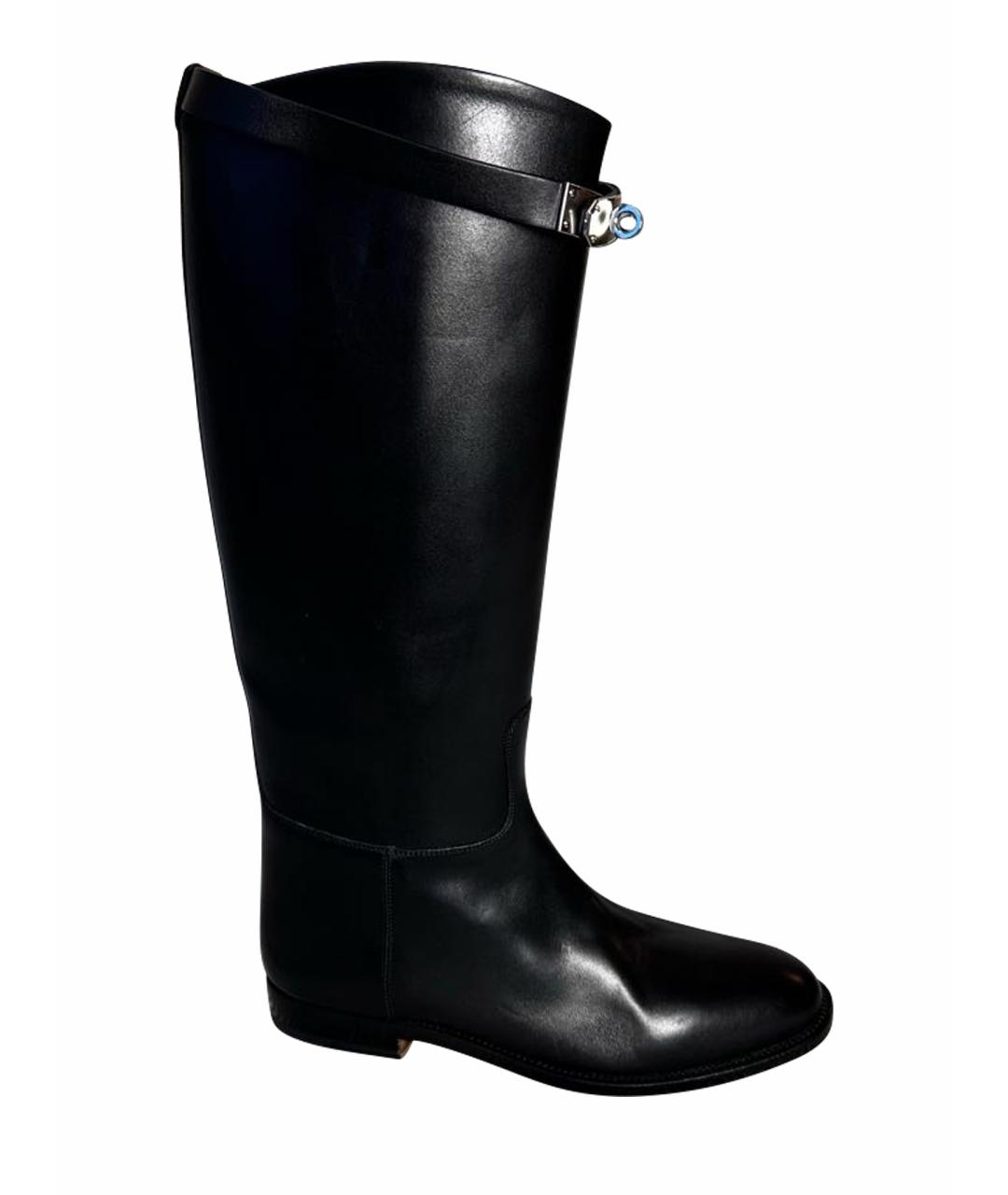 HERMES Черные кожаные сапоги, фото 1