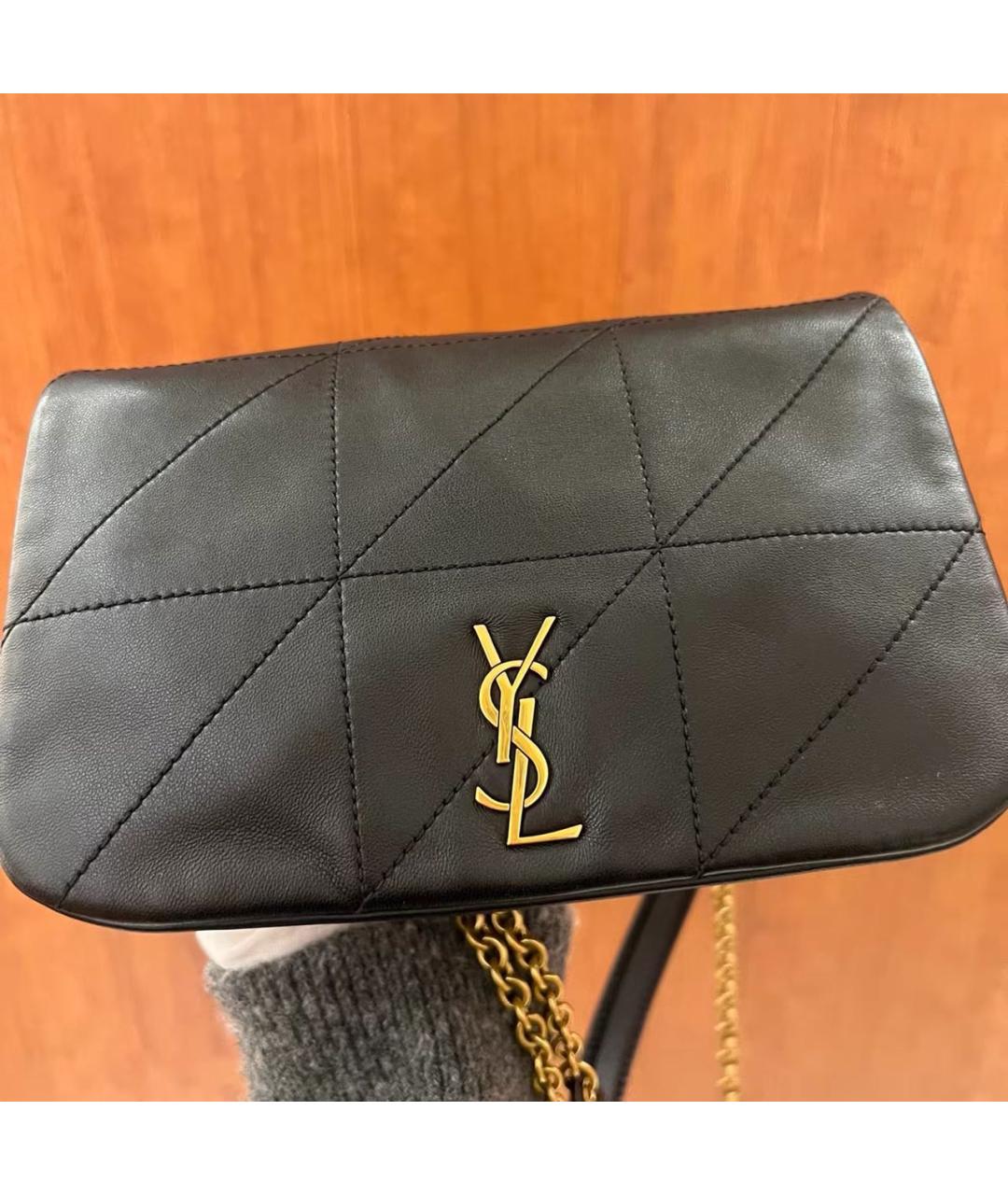 SAINT LAURENT Черная кожаная сумка через плечо, фото 2