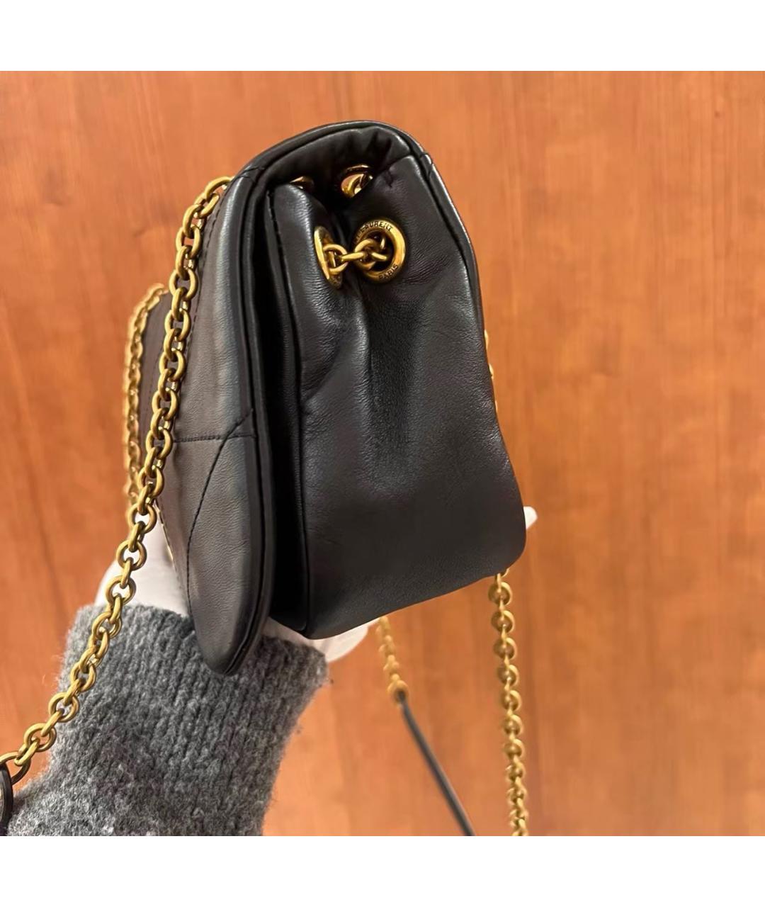 SAINT LAURENT Черная кожаная сумка через плечо, фото 5