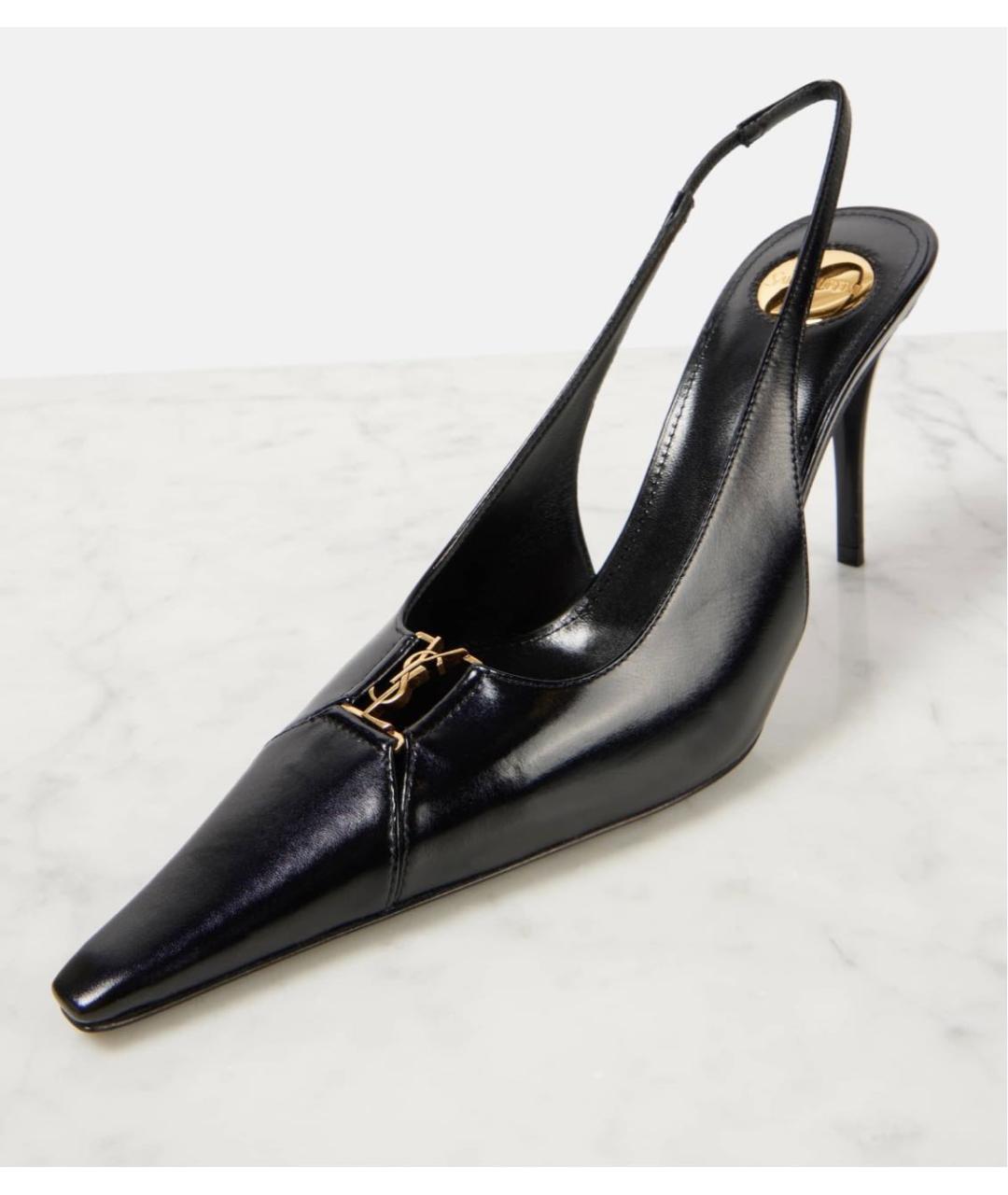 SAINT LAURENT Черные кожаные туфли, фото 3