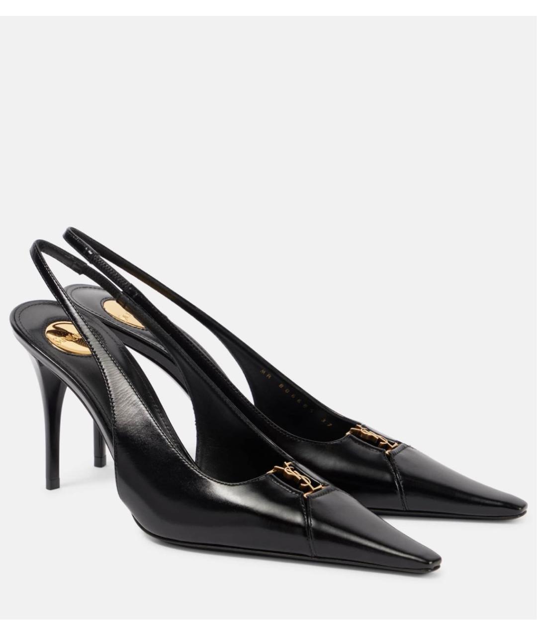 SAINT LAURENT Черные кожаные туфли, фото 2