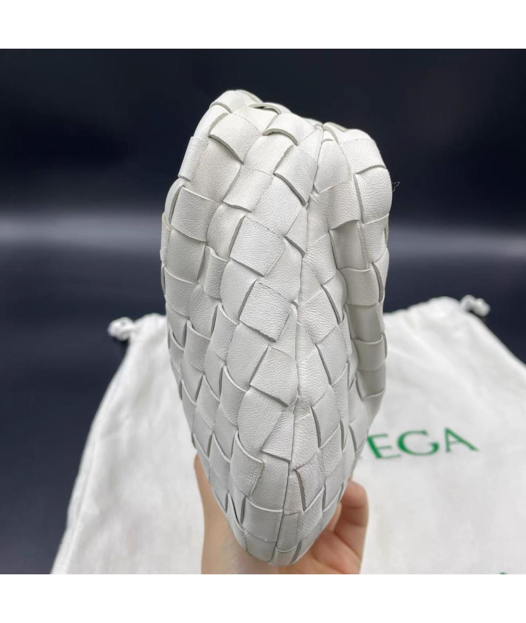 BOTTEGA VENETA Белая кожаная сумка с короткими ручками, фото 4