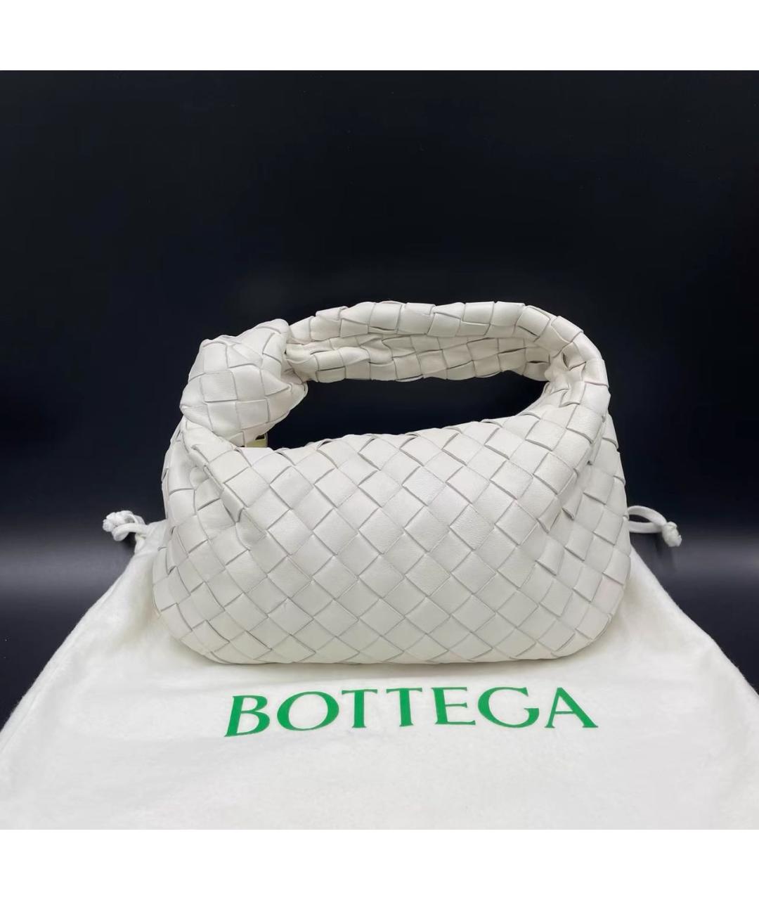 BOTTEGA VENETA Белая кожаная сумка с короткими ручками, фото 9