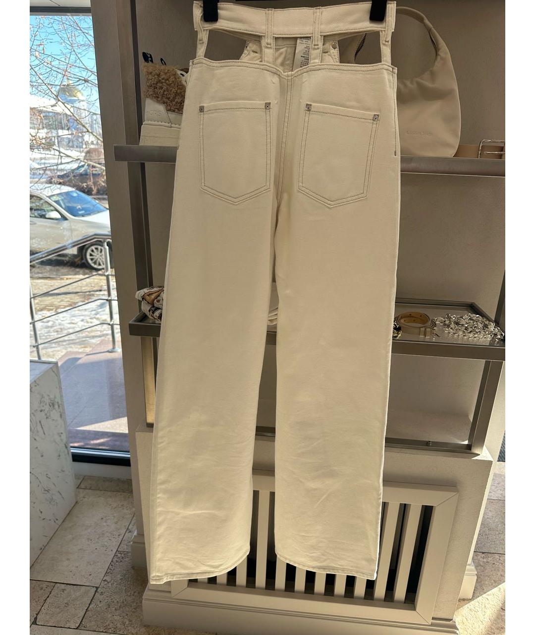 MAISON MARGIELA Белые хлопковые прямые джинсы, фото 2