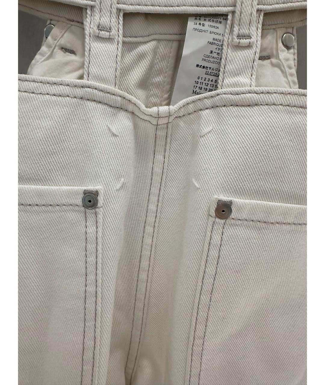 MAISON MARGIELA Белые хлопковые прямые джинсы, фото 4