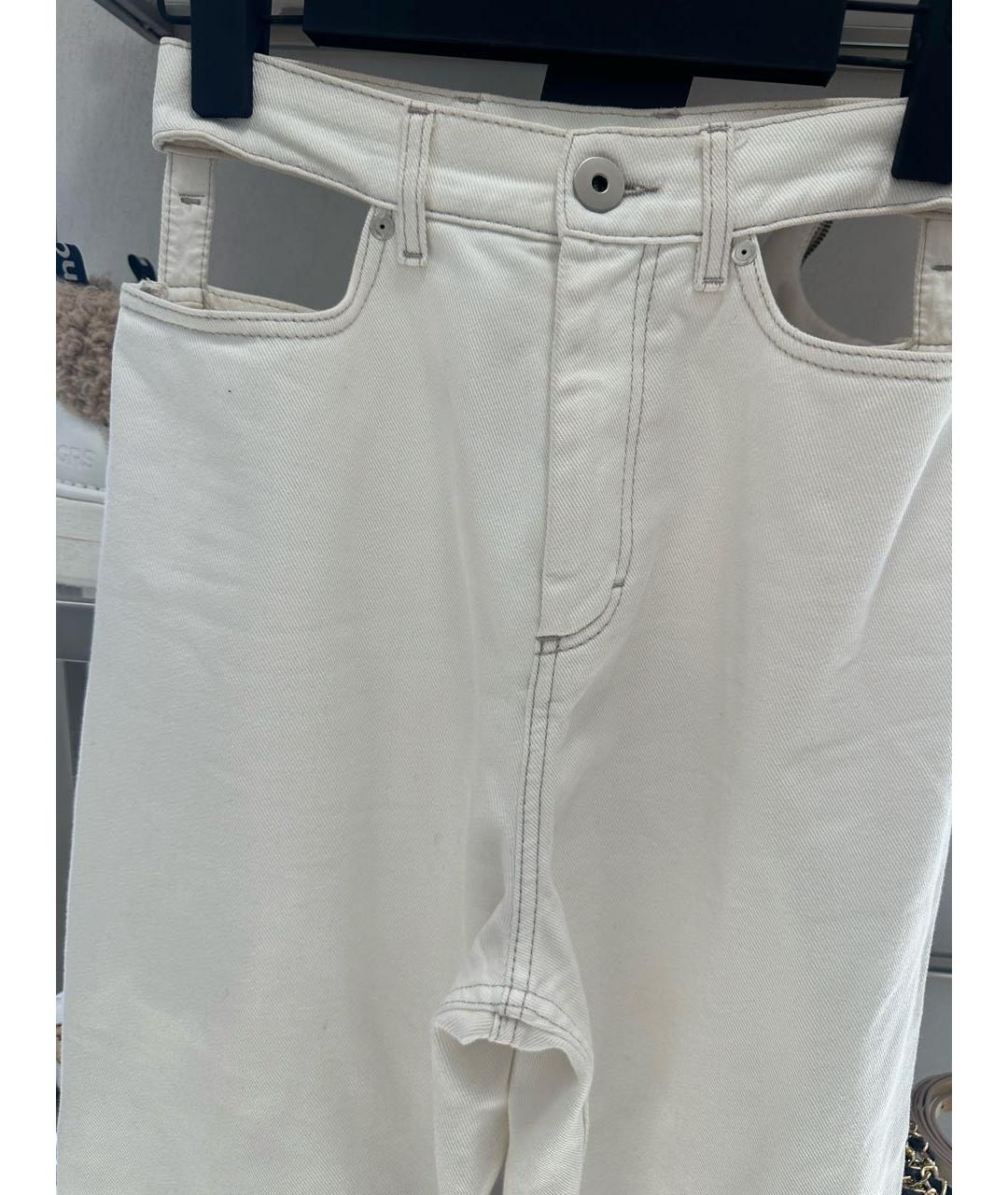 MAISON MARGIELA Белые хлопковые прямые джинсы, фото 3