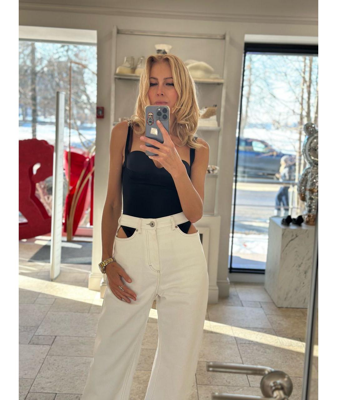 MAISON MARGIELA Белые хлопковые прямые джинсы, фото 5