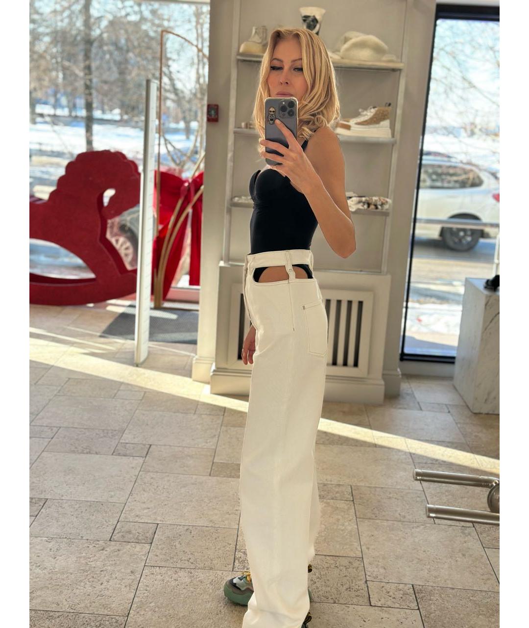 MAISON MARGIELA Белые хлопковые прямые джинсы, фото 7