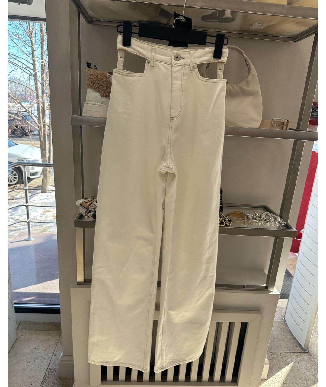 MAISON MARGIELA Белые хлопковые прямые джинсы, фото 9