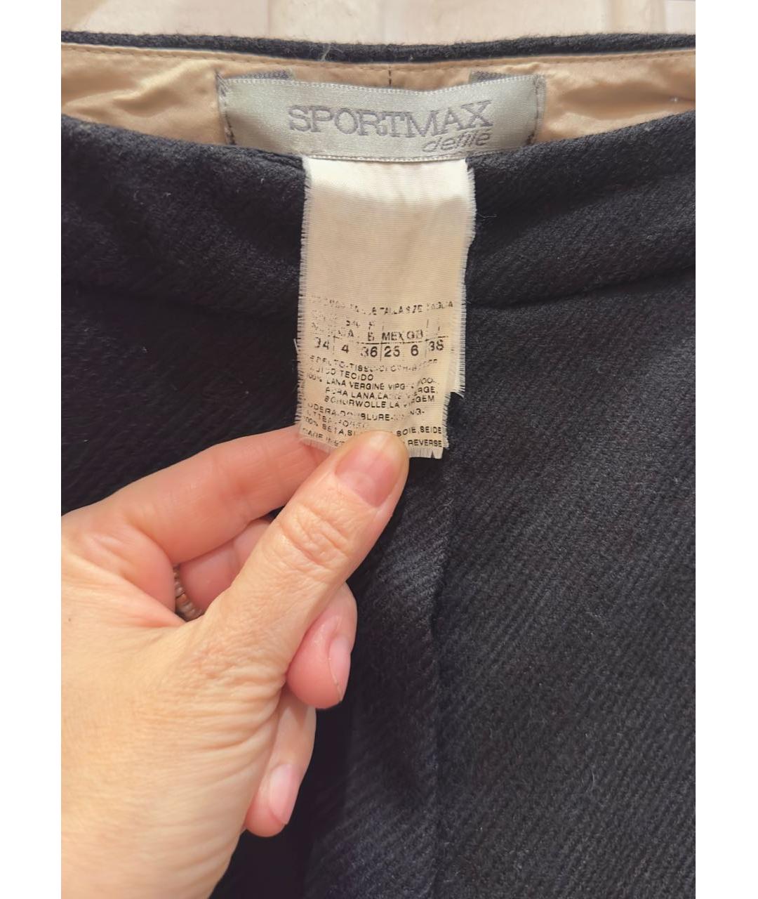 SPORTMAX Черные шерстяные прямые брюки, фото 6