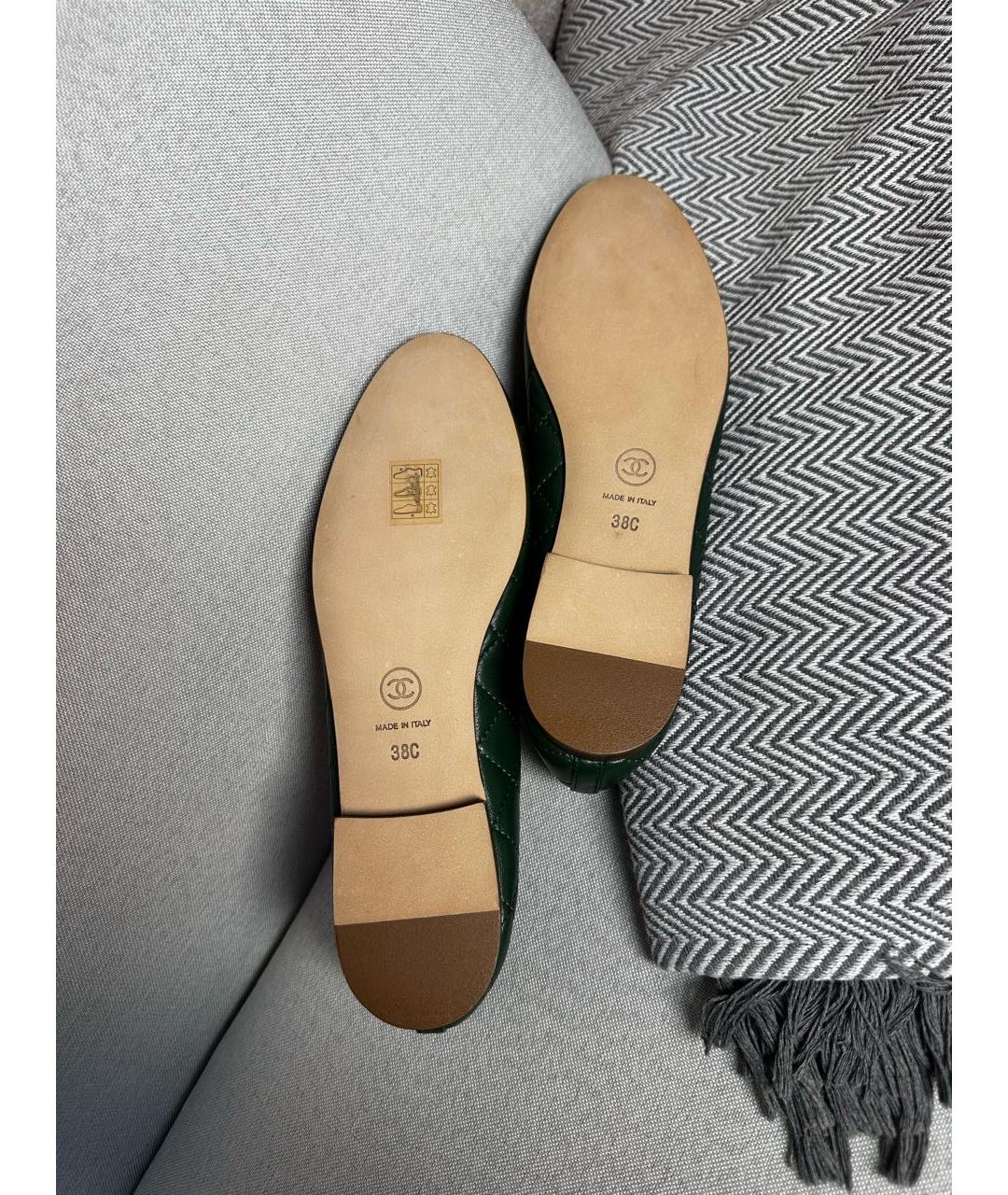 CHANEL Зеленые кожаные балетки, фото 5
