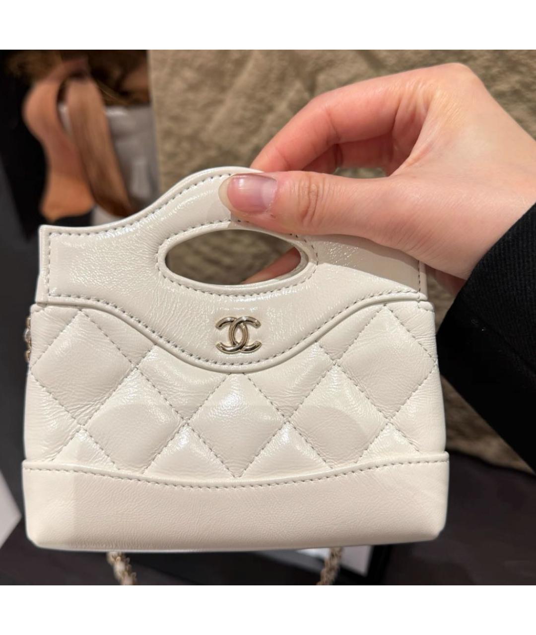 CHANEL Белая кожаная сумка через плечо, фото 2