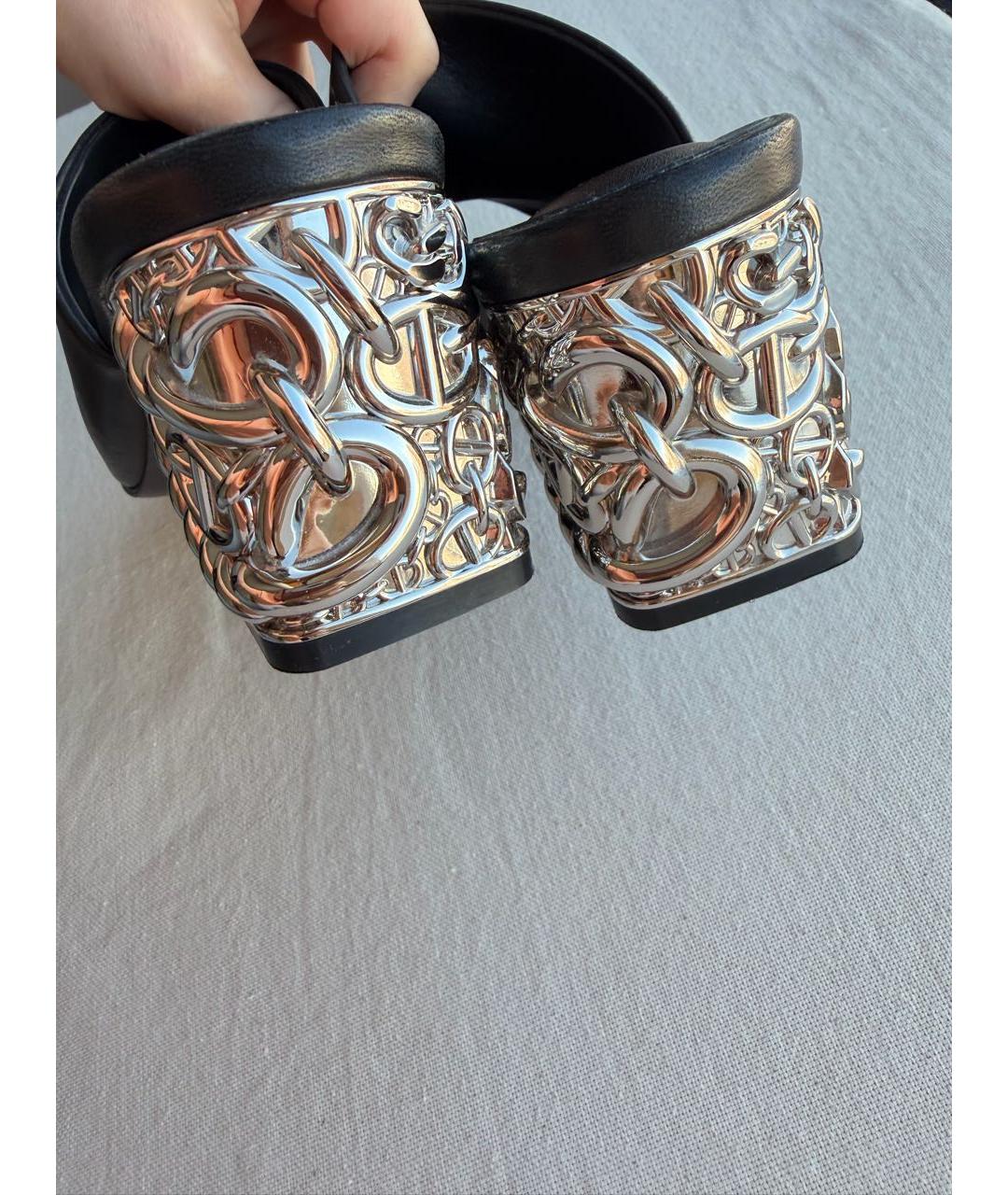 HERMES Черные кожаные мюли, фото 4