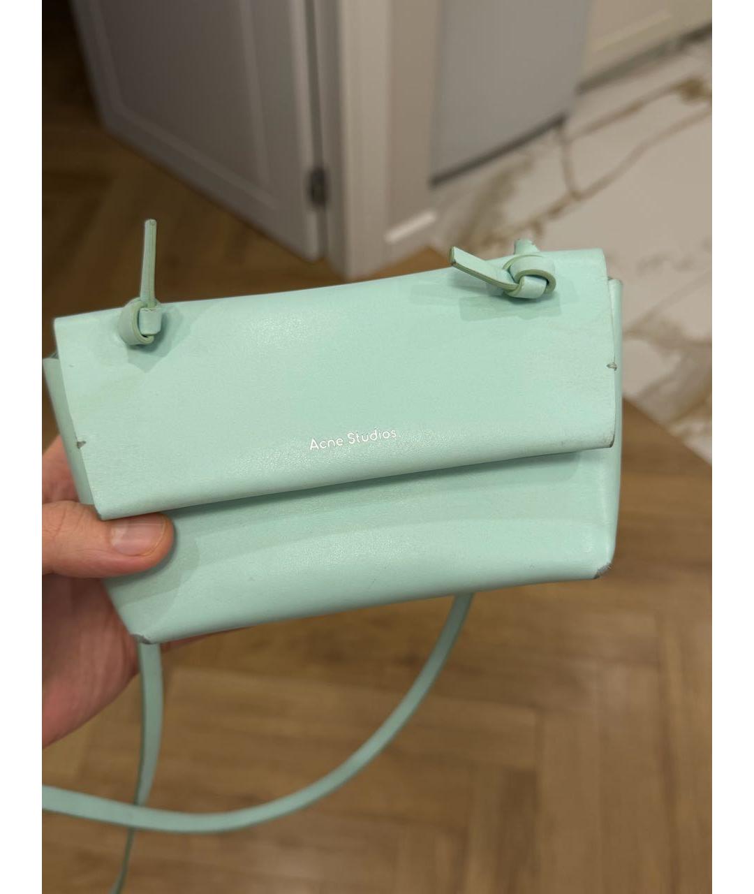 ACNE STUDIOS Бирюзовая кожаная сумка через плечо, фото 7