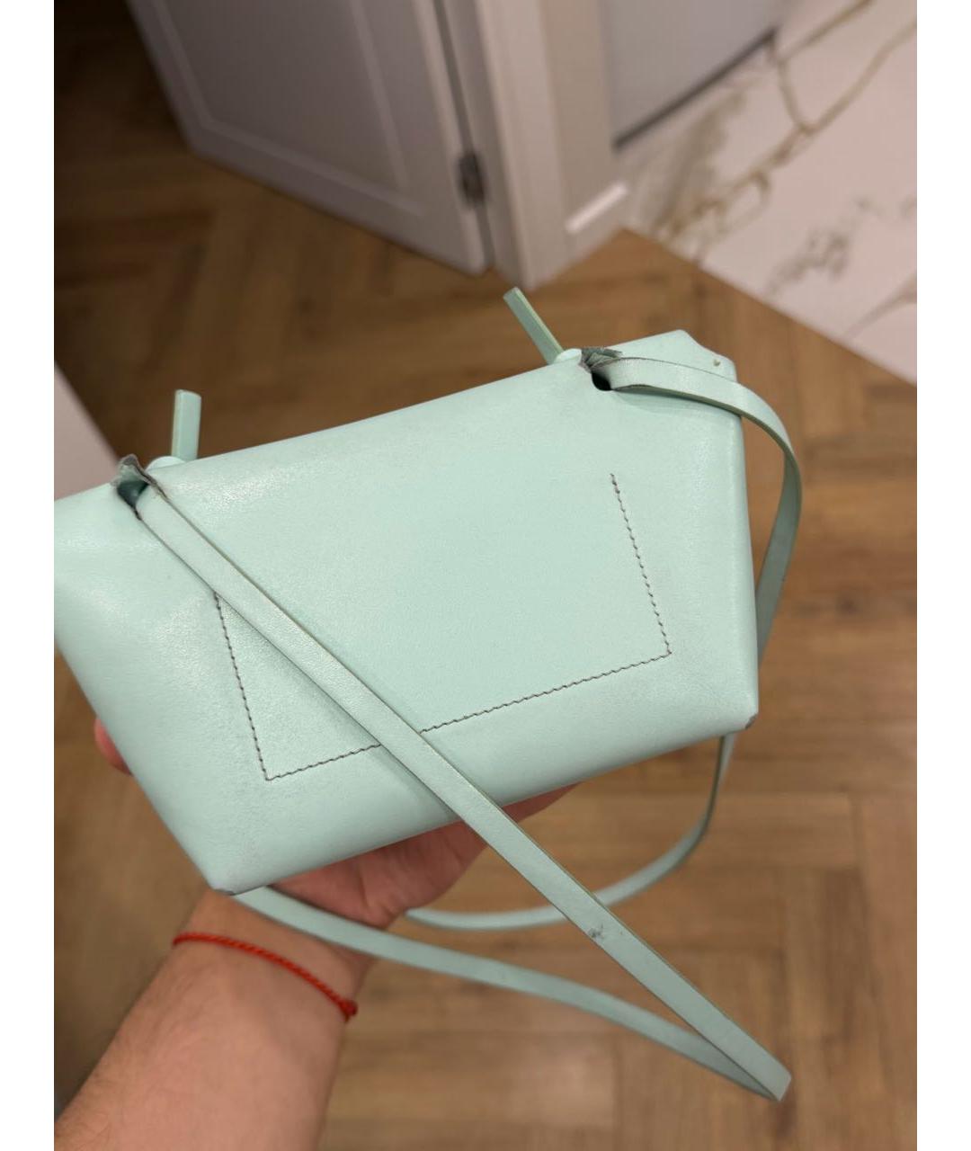 ACNE STUDIOS Бирюзовая кожаная сумка через плечо, фото 3
